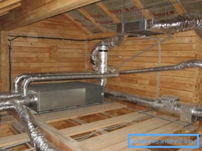 Slika ventilacijskog sustava u potkrovlju. Slika ventilacijskog sustava u potkrovlju.