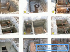 Amaterske fotografije faza procesa izrade septičkog spremnika betona za kanalizaciju