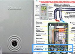 Opći pogled i dizajn 12 kW zidnog plinskog kotla. Opći pogled i dizajn 12 kW zidnog plinskog kotla.