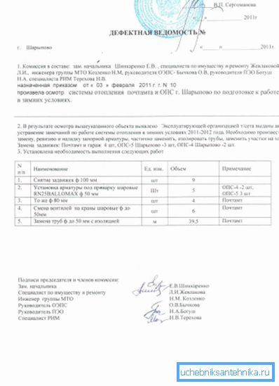 Primjer popisa defekata Primjer popisa defekata